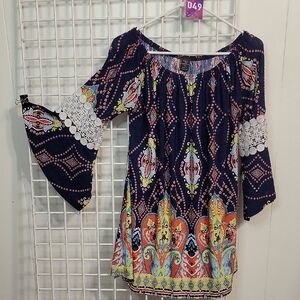 WinWin Blue & Pink Patterned Tunic L-LX, (49)